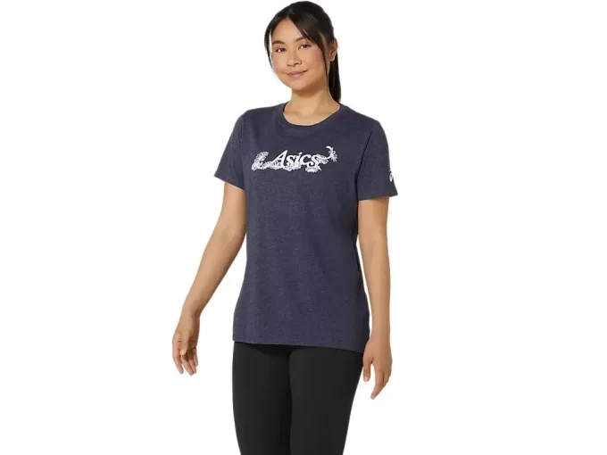ASICS BLOMMA SLOGAN FÖR KVINNOR KORTÄRM TEE