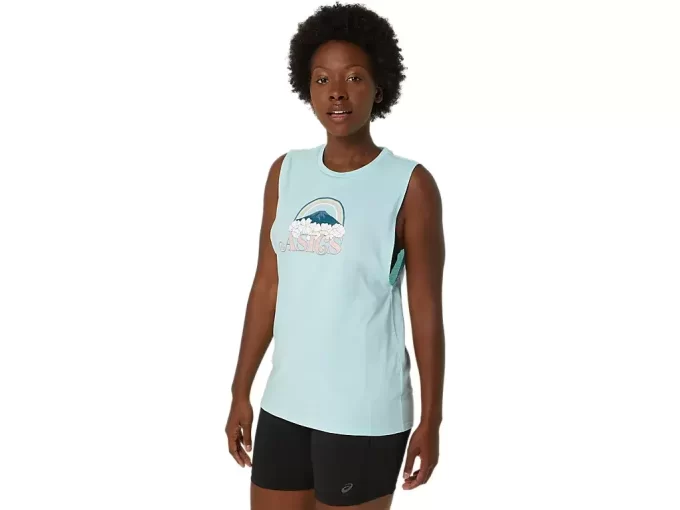 KVINNAS ASICS DIN ÄVENTYR MUSKEL T-SHIRT KVINNAS ASICS DIN ÄVENTYR MUSKEL T-SHIRT