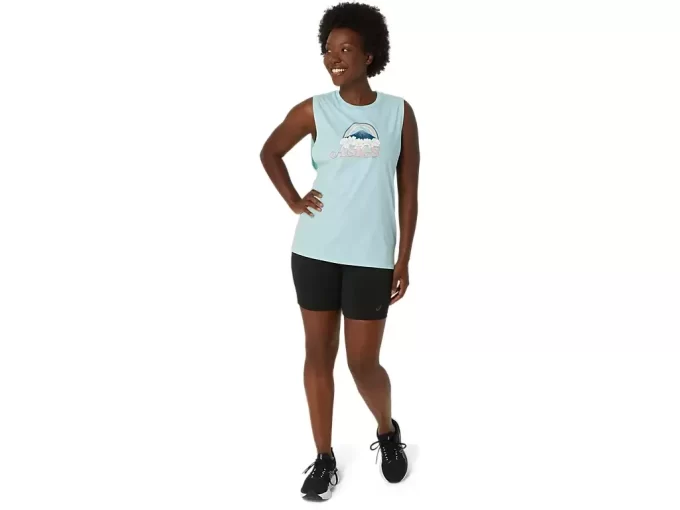 KVINNAS ASICS DIN ÄVENTYR MUSKEL T-SHIRT KVINNAS ASICS DIN ÄVENTYR MUSKEL T-SHIRT